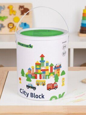 Montessori Wooden City Building Blocks Set STEM Learning Toy New